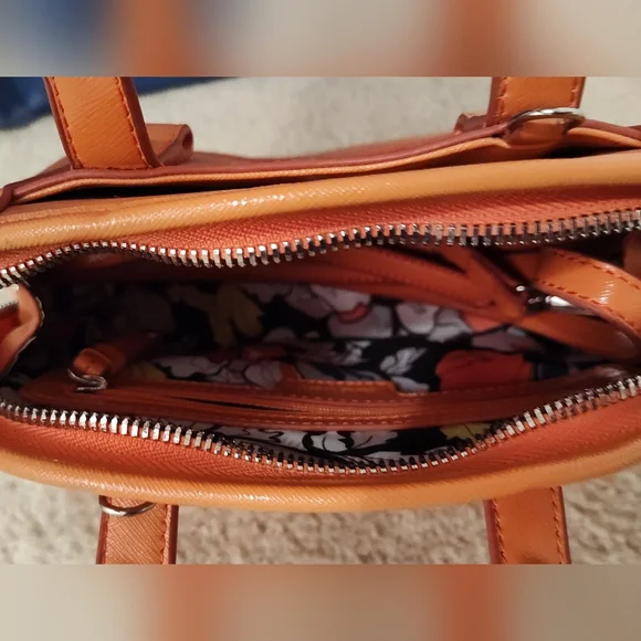 Nine West Shoulder Crossbody Bag Purse Hand Bag, Orange, Faux Leather - Picture 7 of 11